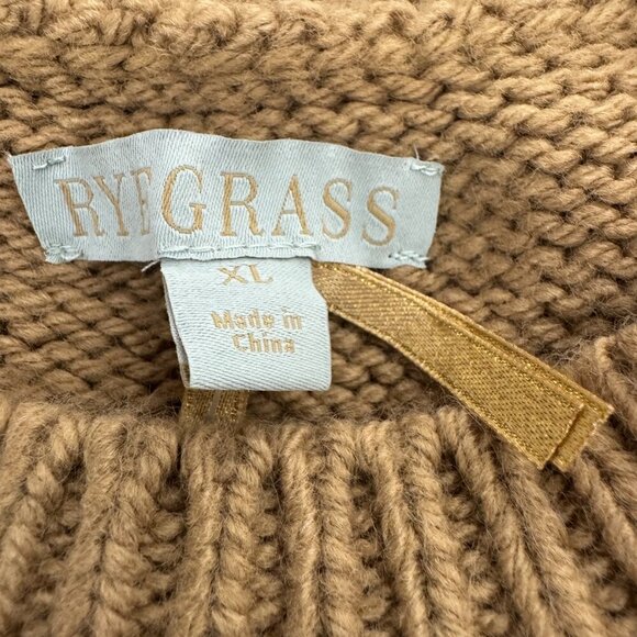 NWT Ryegrass Women's Cable Knit Crew Neck Long Sleeve Sweater Tannin X-Large - Picture 5 of 8